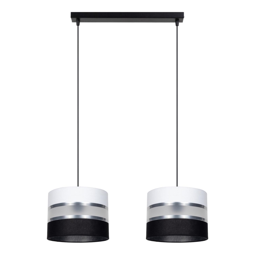 Luster na sajli CORAL 2xE27/60W/230V crno-bela