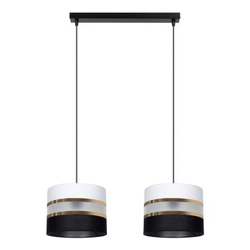 Luster na sajli CORAL 2xE27/60W/230V crno-bela