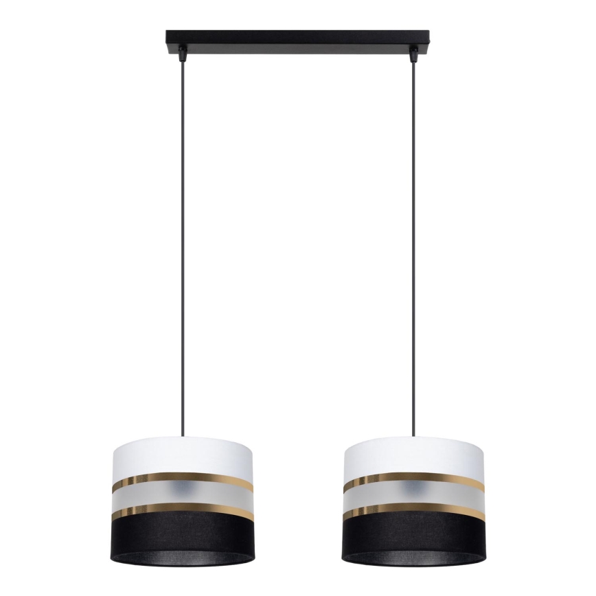 Luster na sajli CORAL 2xE27/60W/230V crno-bela
