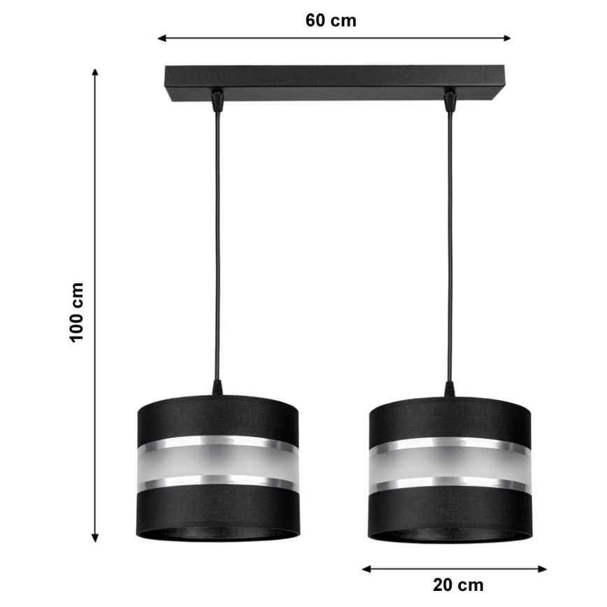 Luster na sajli CORAL 2xE27/60W/230V crno