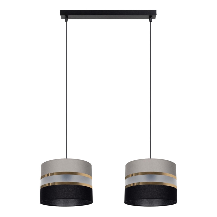 Luster na sajli CORAL 2xE27/60W/230V crno-siva