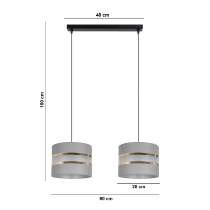 Luster na sajli CORAL 2xE27/60W/230V sivo