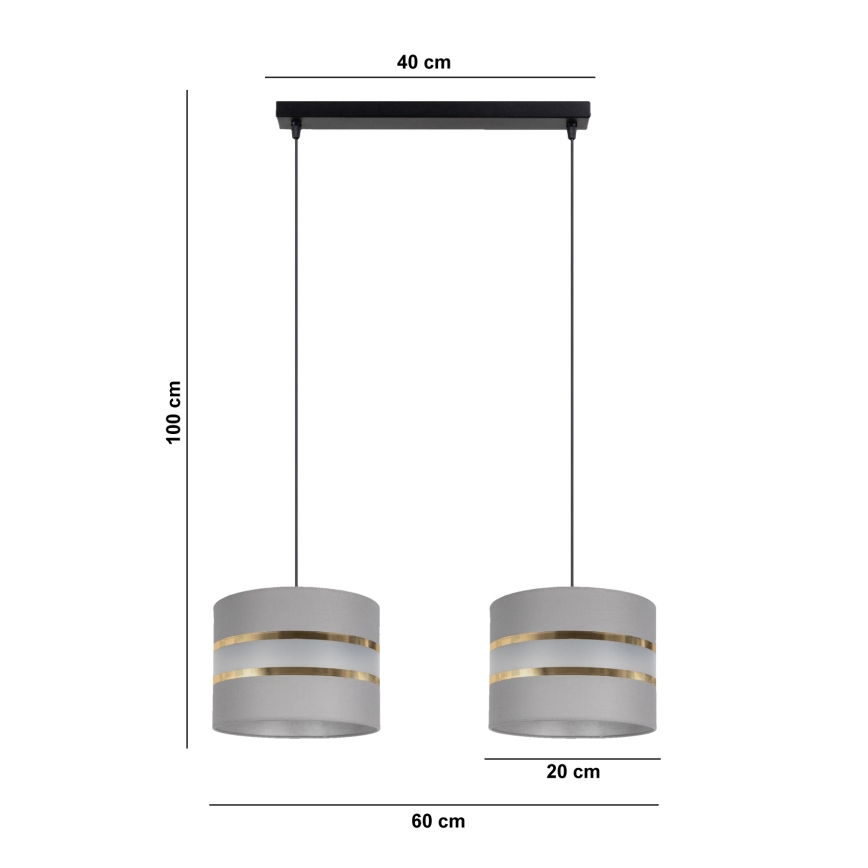 Luster na sajli CORAL 2xE27/60W/230V sivo