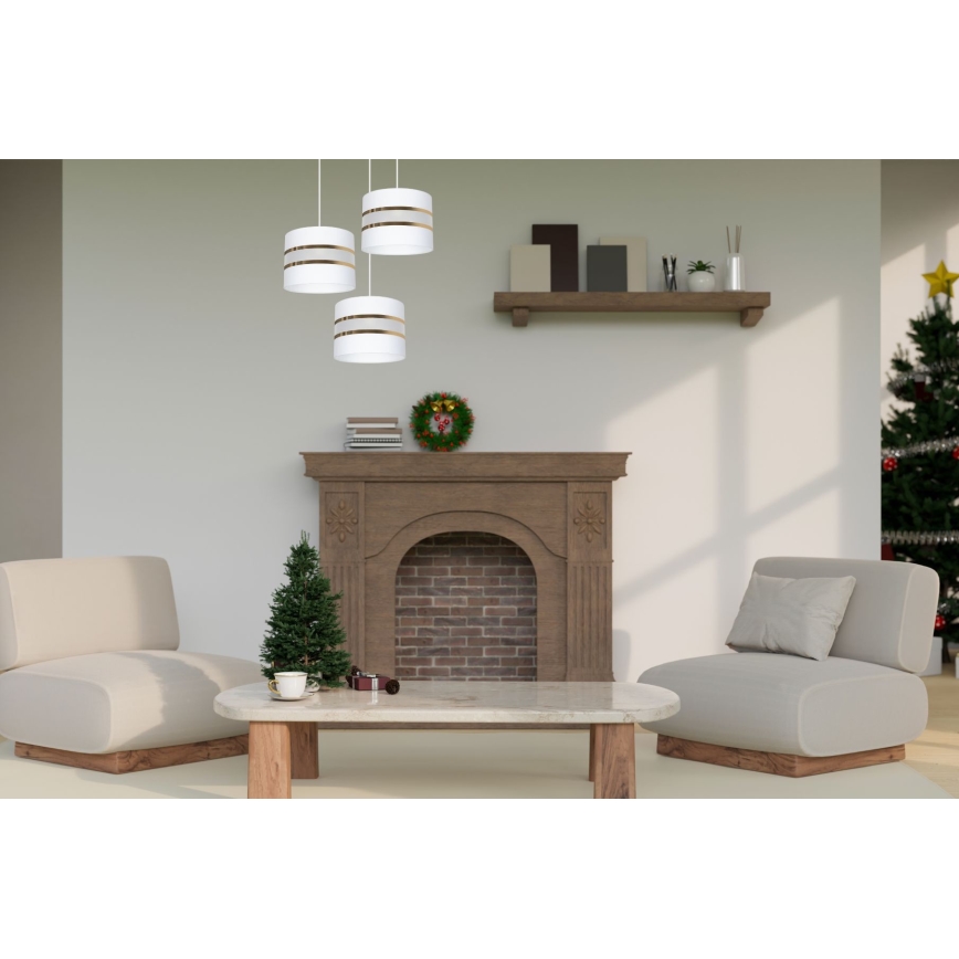 Luster na sajli CORAL 3xE27/60W/230V bela