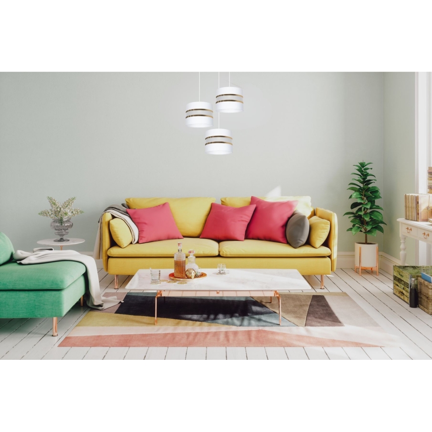 Luster na sajli CORAL 3xE27/60W/230V bela