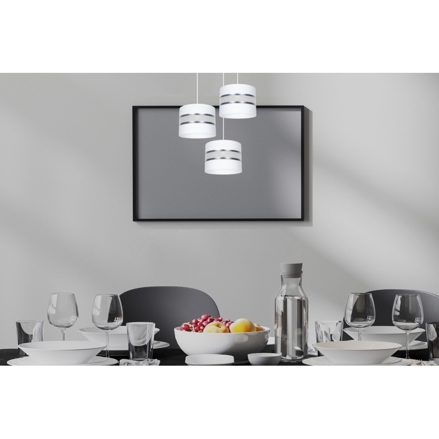 Luster na sajli CORAL 3xE27/60W/230V bela/mat krom pr. 45 cm