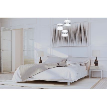 Luster na sajli CORAL 3xE27/60W/230V bela/mat krom pr. 45 cm
