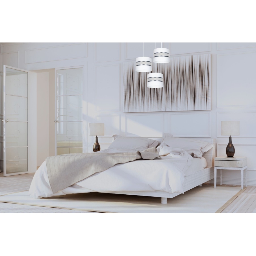 Luster na sajli CORAL 3xE27/60W/230V bela/mat krom pr. 45 cm