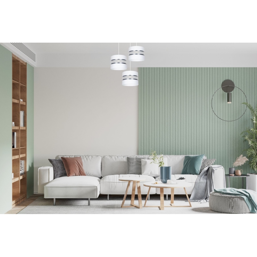 Luster na sajli CORAL 3xE27/60W/230V bela/mat krom pr. 45 cm