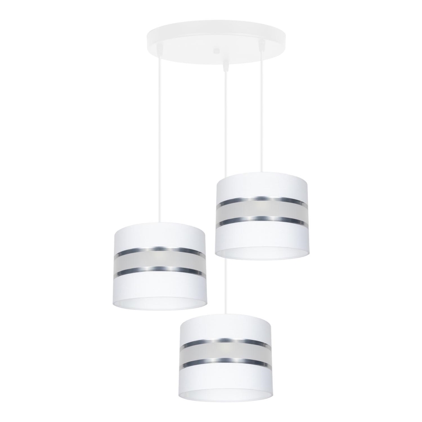 Luster na sajli CORAL 3xE27/60W/230V bela/mat krom pr. 45 cm