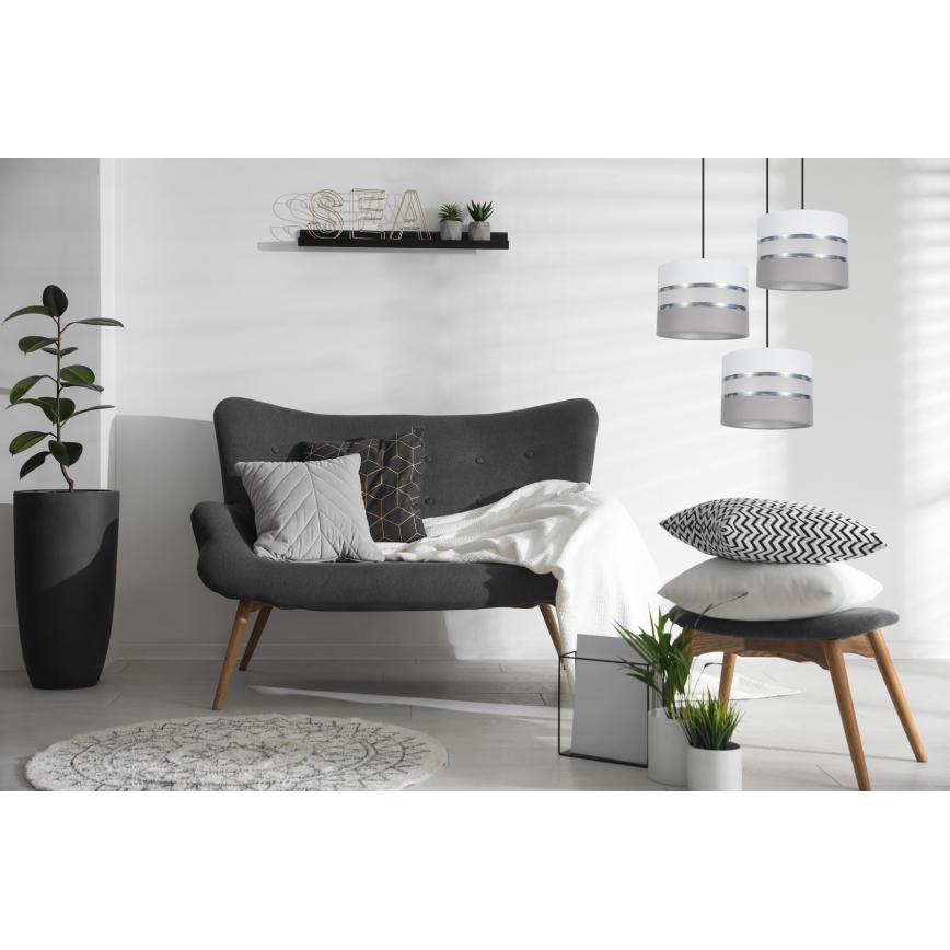 Luster na sajli CORAL 3xE27/60W/230V bela/siva