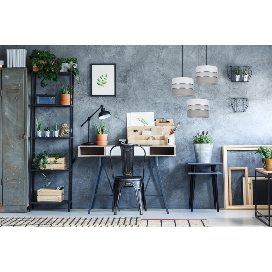 Luster na sajli CORAL 3xE27/60W/230V bela/siva