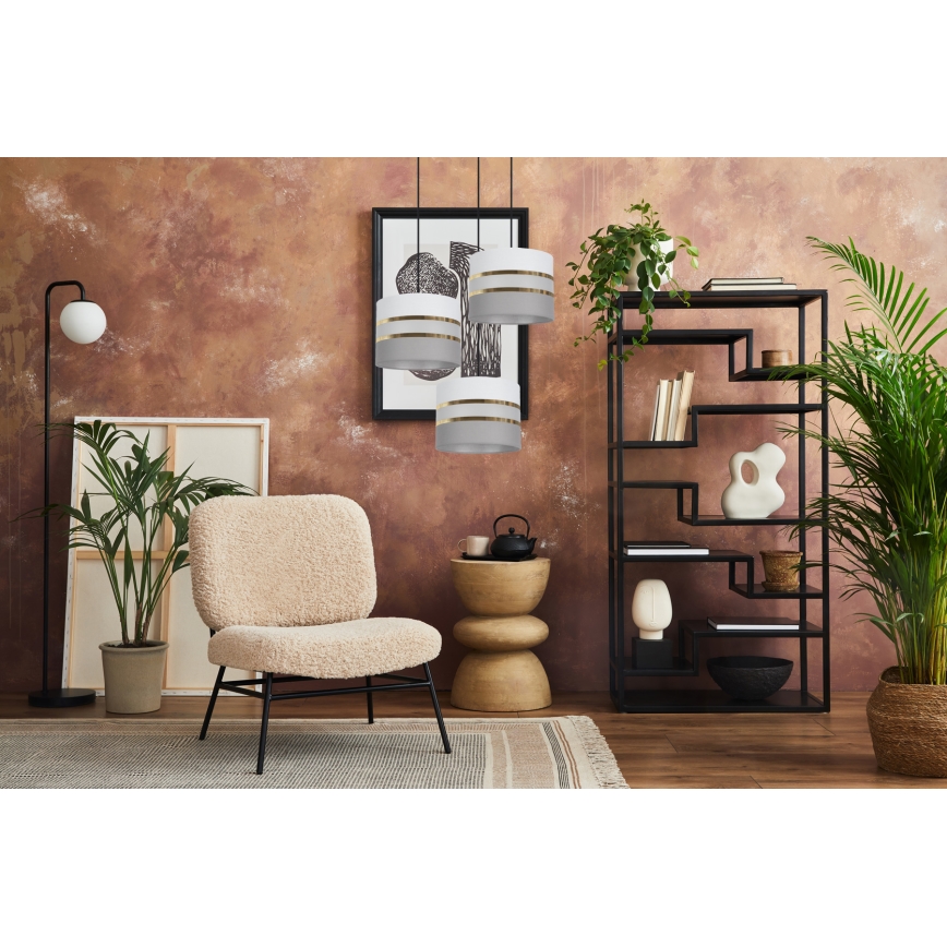 Luster na sajli CORAL 3xE27/60W/230V bela/siva