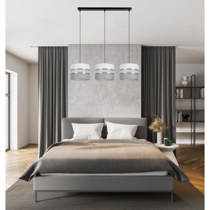 Luster na sajli CORAL 3xE27/60W/230V bela/sivo