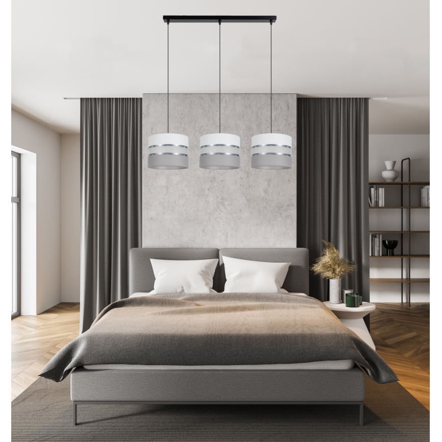 Luster na sajli CORAL 3xE27/60W/230V bela/sivo