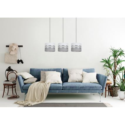 Luster na sajli CORAL 3xE27/60W/230V bela/sivo