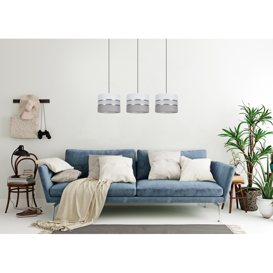 Luster na sajli CORAL 3xE27/60W/230V bela/sivo