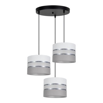 Luster na sajli CORAL 3xE27/60W/230V bela/sivo