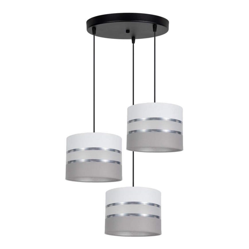 Luster na sajli CORAL 3xE27/60W/230V bela/sivo