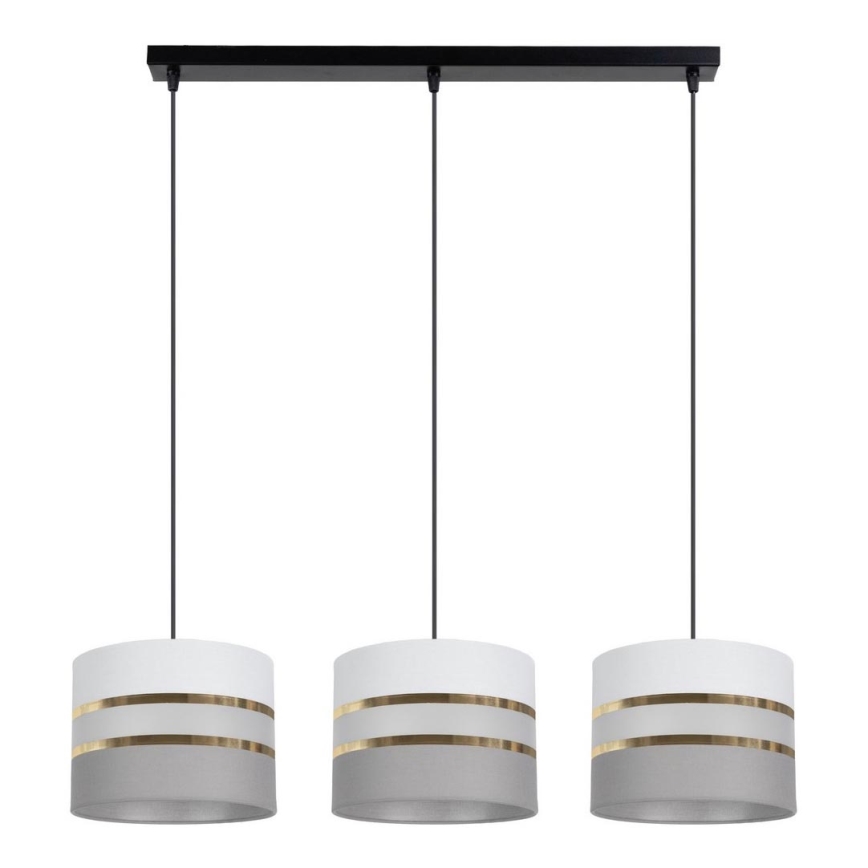 Luster na sajli CORAL 3xE27/60W/230V bela/sivo