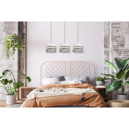 Luster na sajli CORAL 3xE27/60W/230V bela/sivo