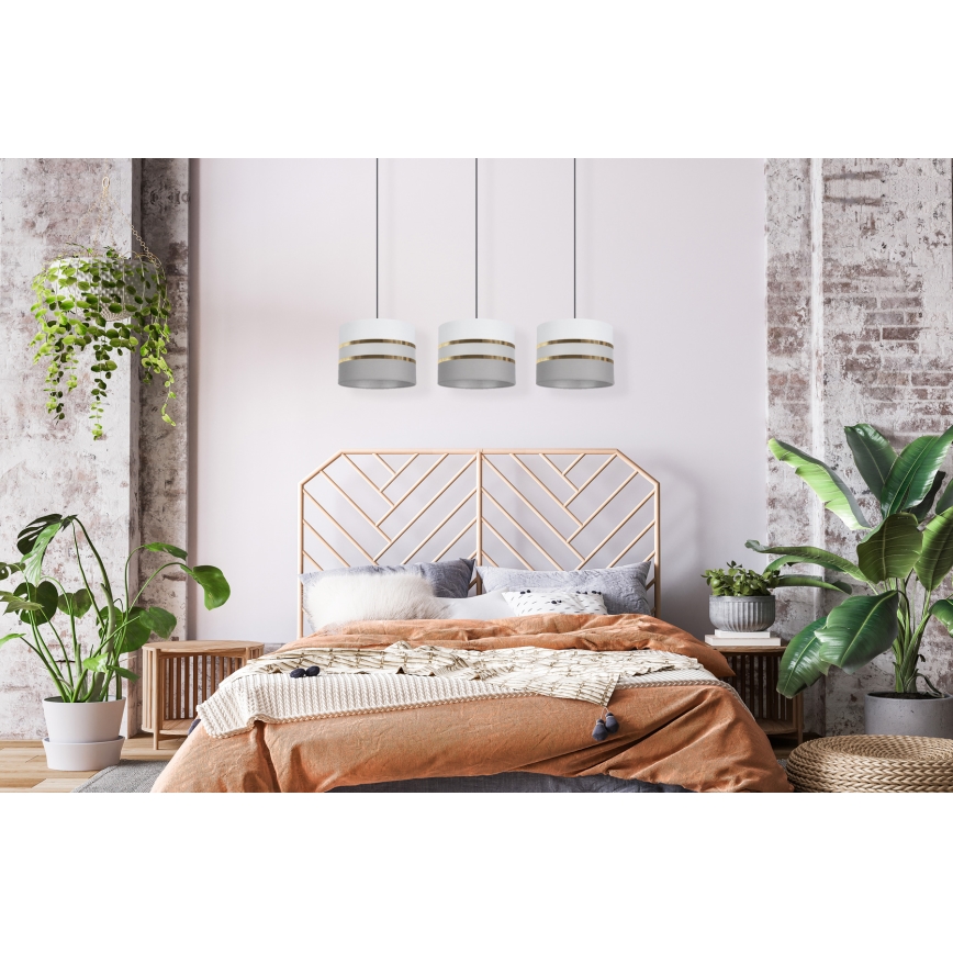 Luster na sajli CORAL 3xE27/60W/230V bela/sivo