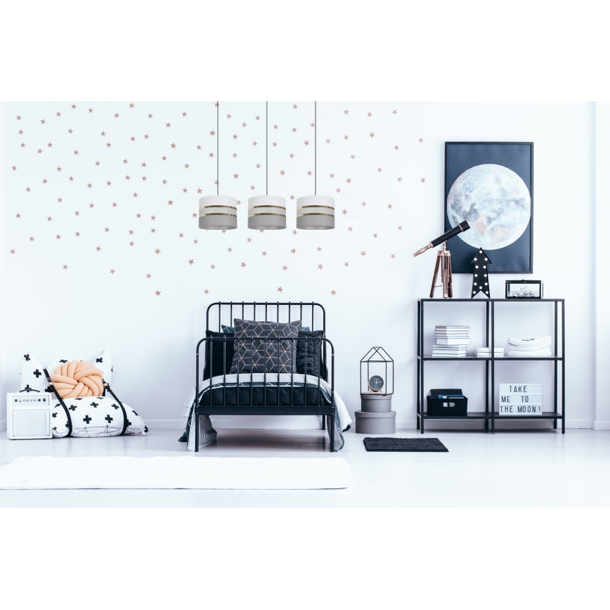 Luster na sajli CORAL 3xE27/60W/230V bela/sivo