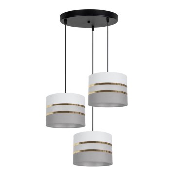 Luster na sajli CORAL 3xE27/60W/230V bela/sivo