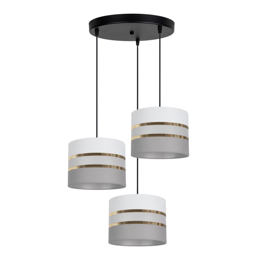 Luster na sajli CORAL 3xE27/60W/230V bela/sivo
