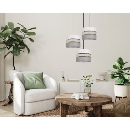 Luster na sajli CORAL 3xE27/60W/230V bela/sivo
