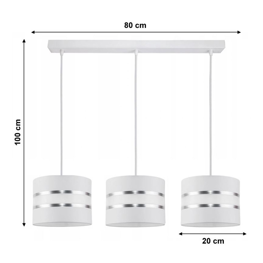 Luster na sajli CORAL 3xE27/60W/230V bijela
