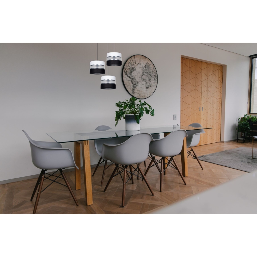 Luster na sajli CORAL 3xE27/60W/230V crna/bela/mat hrom prečnik 45 cm