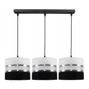 Luster na sajli CORAL 3xE27/60W/230V crno-bela