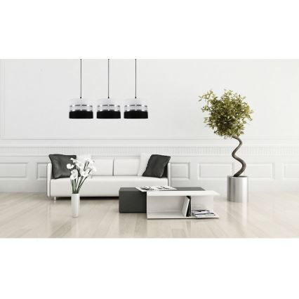 Luster na sajli CORAL 3xE27/60W/230V crno-bela