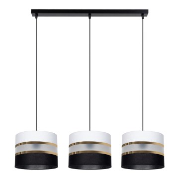 Luster na sajli CORAL 3xE27/60W/230V crno-bela