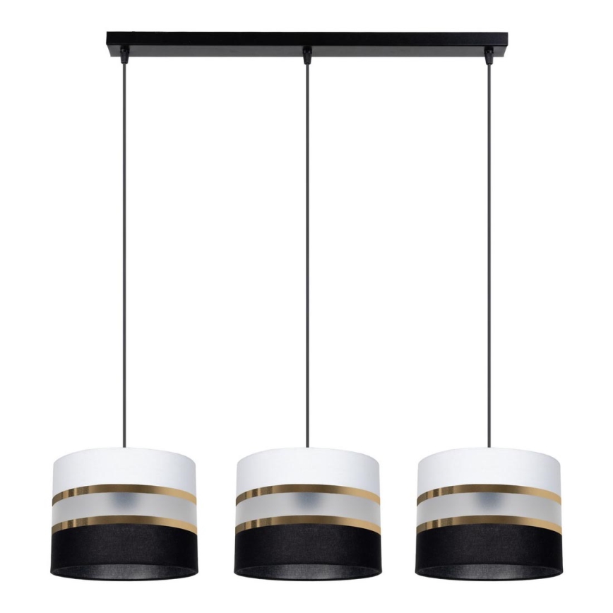 Luster na sajli CORAL 3xE27/60W/230V crno-bela