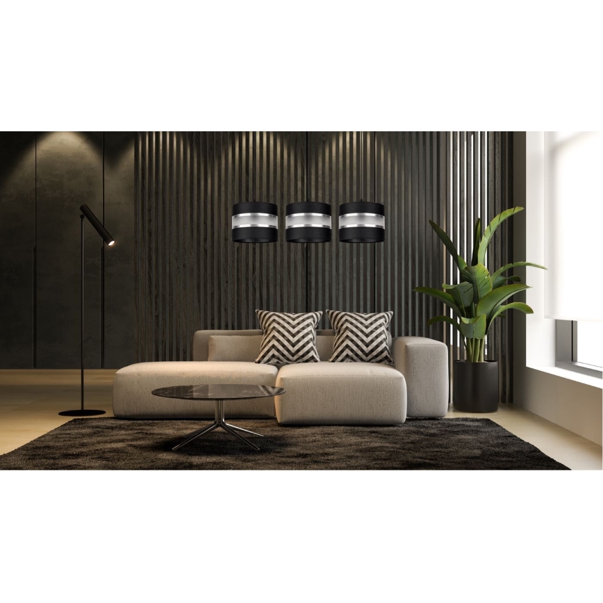 Luster na sajli CORAL 3xE27/60W/230V crno