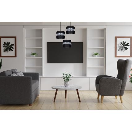 Luster na sajli CORAL 3xE27/60W/230V crno/mat krom pr. 45 cm