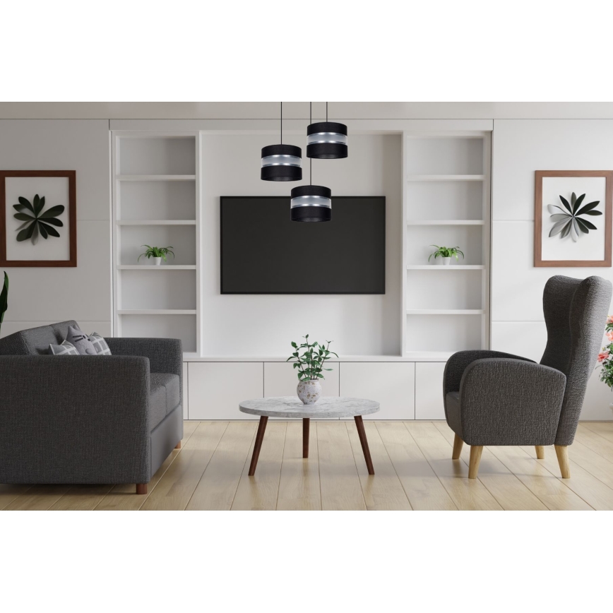 Luster na sajli CORAL 3xE27/60W/230V crno/mat krom pr. 45 cm