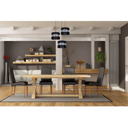 Luster na sajli CORAL 3xE27/60W/230V crno/mat krom pr. 45 cm