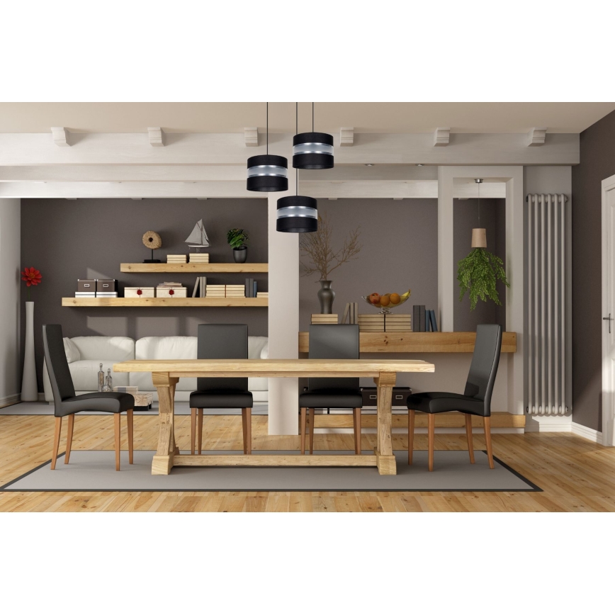 Luster na sajli CORAL 3xE27/60W/230V crno/mat krom pr. 45 cm
