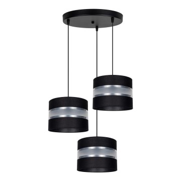 Luster na sajli CORAL 3xE27/60W/230V crno/mat krom pr. 45 cm