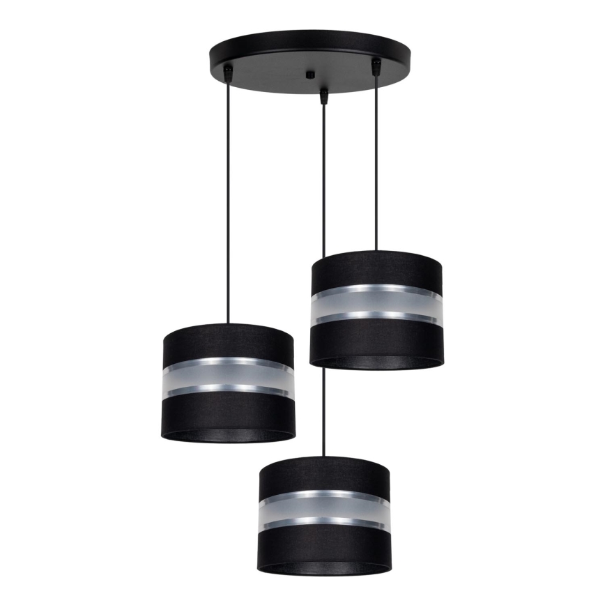 Luster na sajli CORAL 3xE27/60W/230V crno/mat krom pr. 45 cm