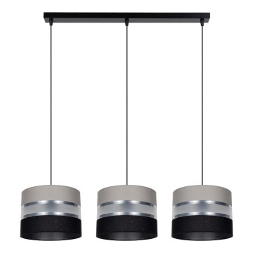 Luster na sajli CORAL 3xE27/60W/230V crno-siva