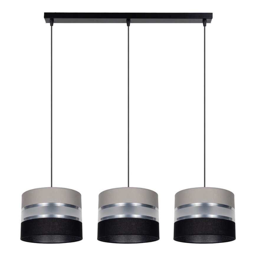 Luster na sajli CORAL 3xE27/60W/230V crno-siva