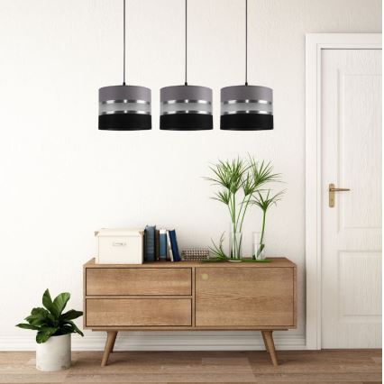 Luster na sajli CORAL 3xE27/60W/230V crno-siva