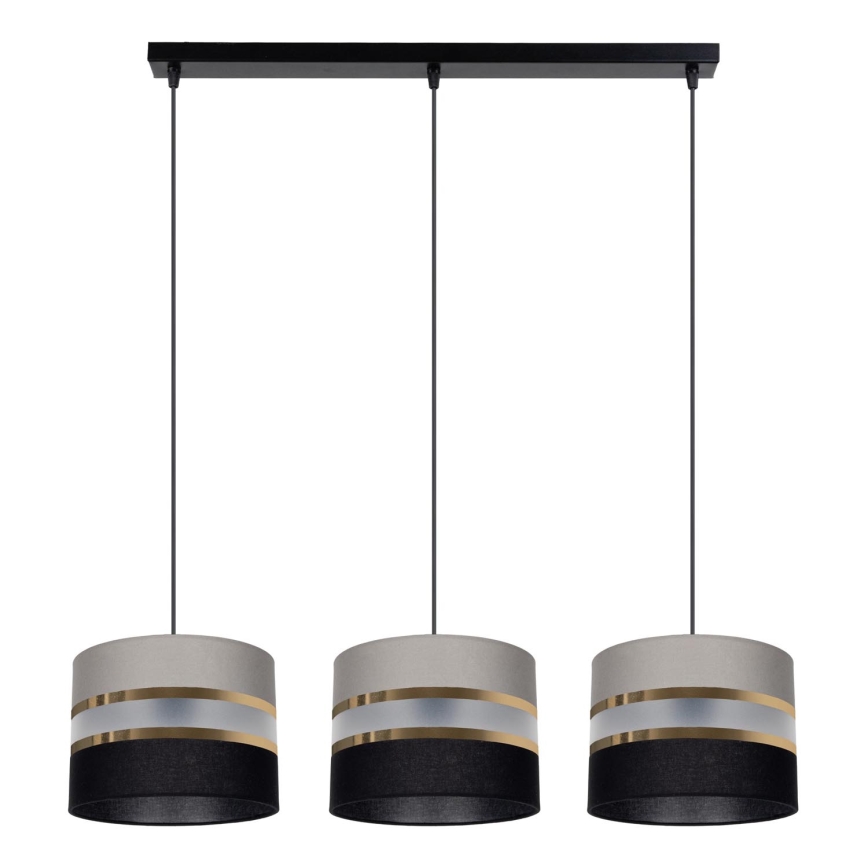 Luster na sajli CORAL 3xE27/60W/230V crno-siva
