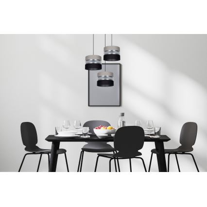 Luster na sajli CORAL 3xE27/60W/230V crno/sivo/mat krom pr. 45 cm