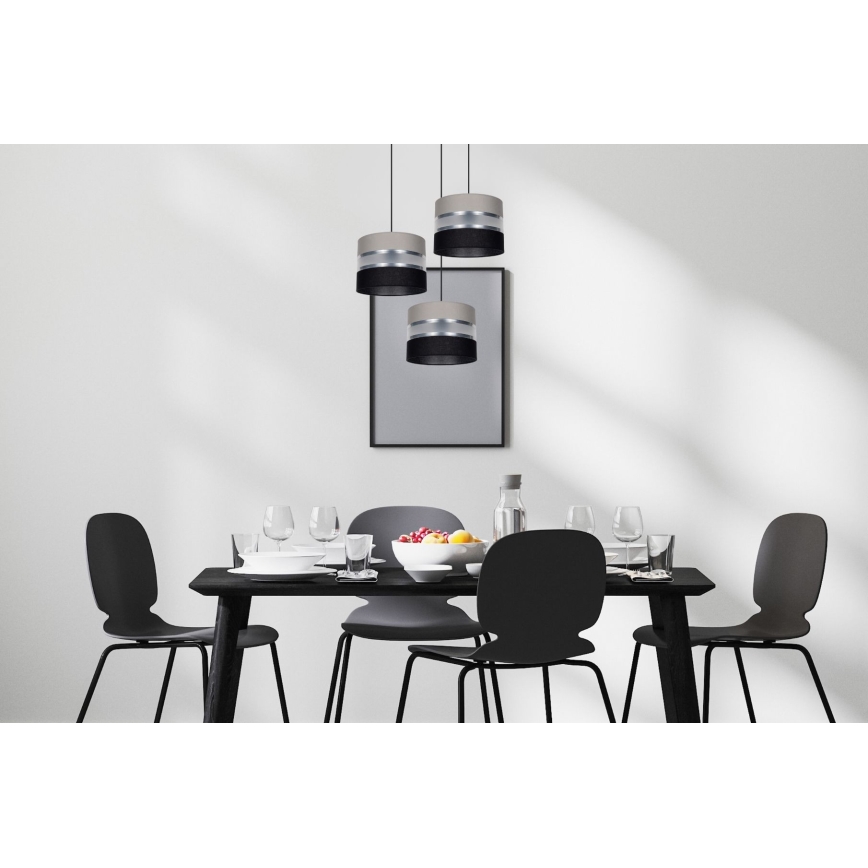 Luster na sajli CORAL 3xE27/60W/230V crno/sivo/mat krom pr. 45 cm