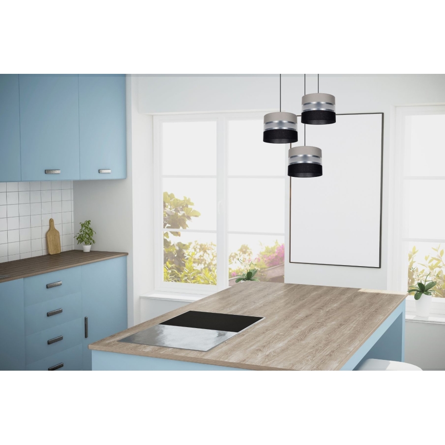 Luster na sajli CORAL 3xE27/60W/230V crno/sivo/mat krom pr. 45 cm